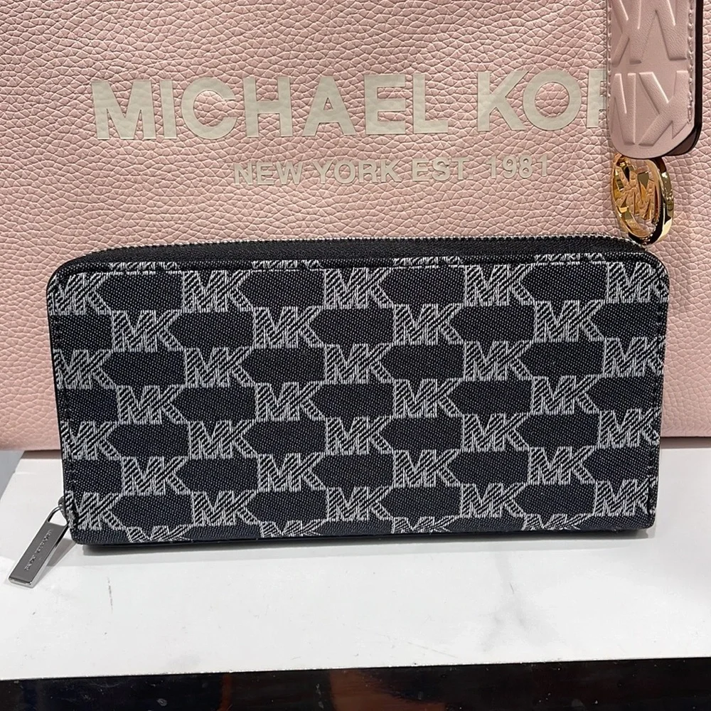 Michael Kors Men’s Women’s Cooper Tech Zip Around Continental Wallet Black Multi